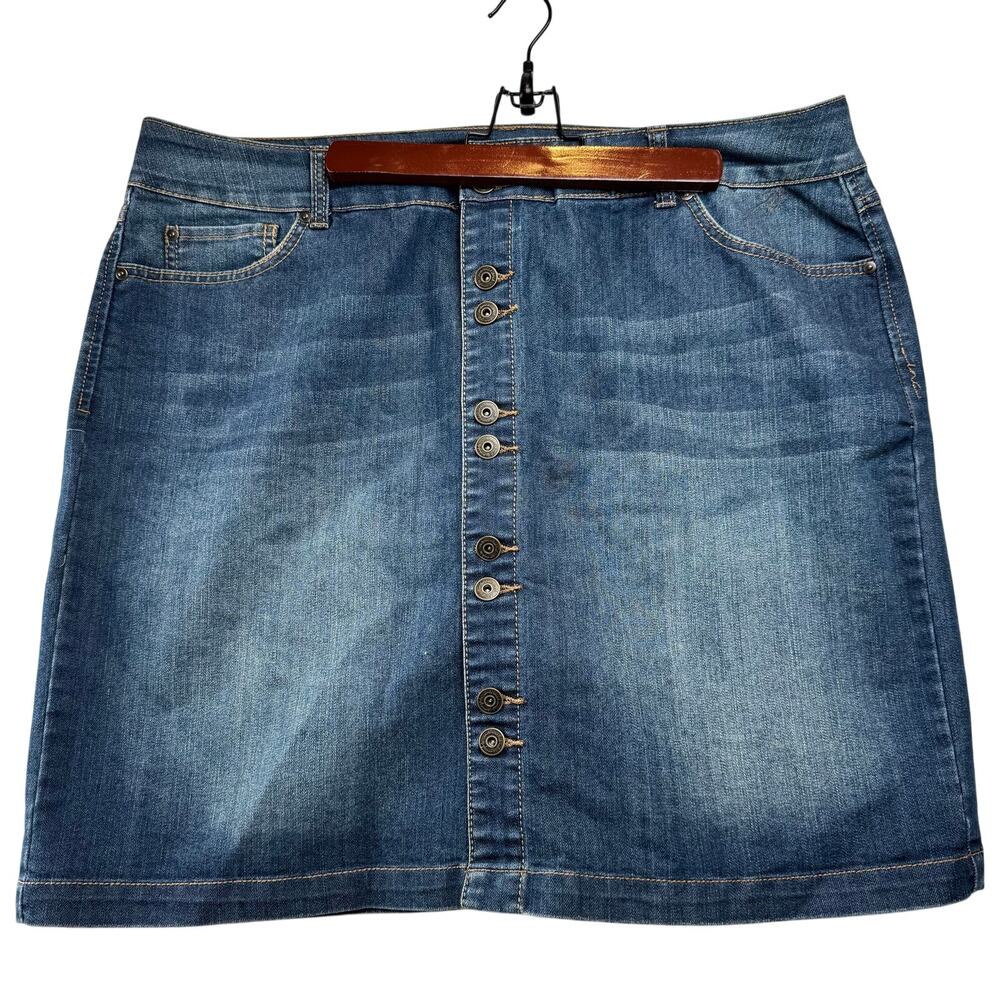 INC International Concepts Denim Woman Button Down Jean Skirt Size 16W